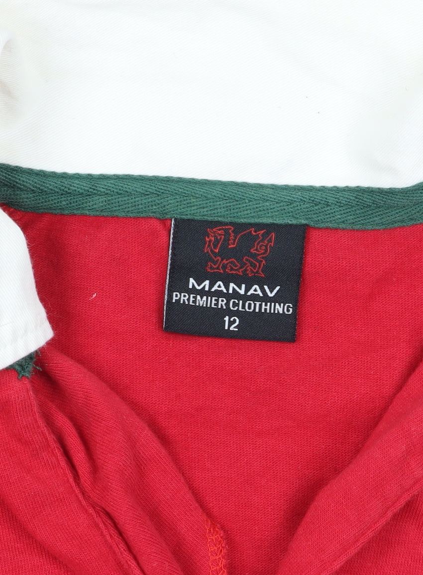 Manav Red Sports Polo Shirt, Size 12, Cotton, Unisex