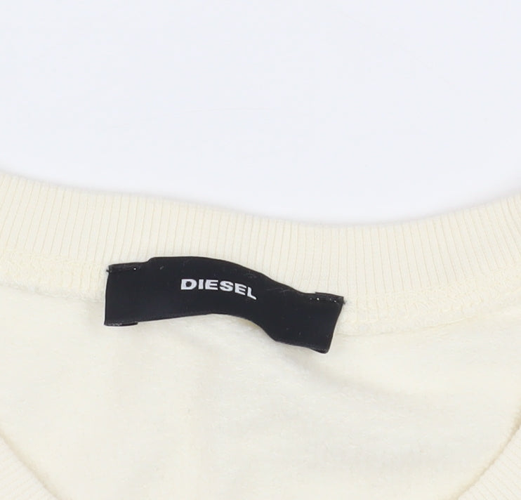 Diesel Ivory Cotton Crew Neck Sweatshirt