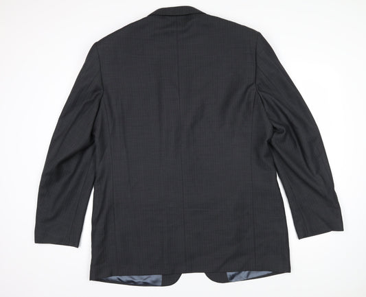 Marks and Spencer Mens Grey Striped Wool Jacket Blazer Size 46 Regular
