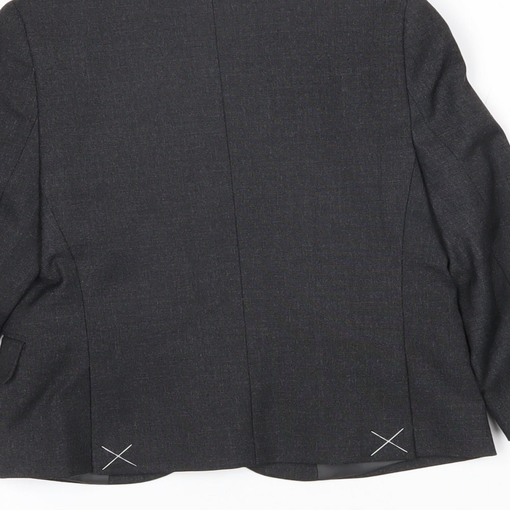 Brand and care label for Marks & Spencer boys’ grey ikat jacket blazer, size 2-3, years button