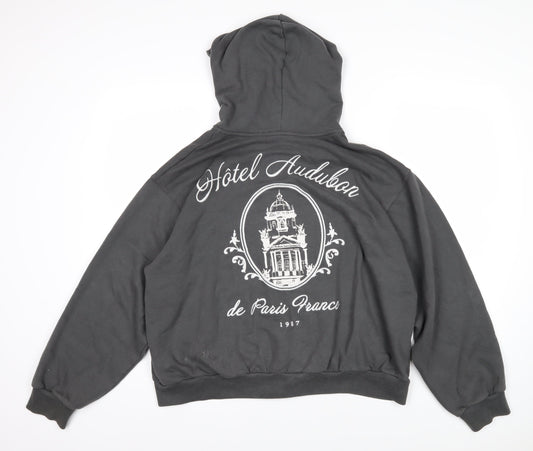 Womens UK L Regular Hollister Grey Full Zip Hoodie