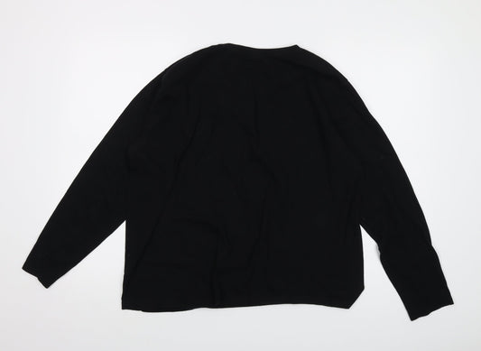 Disney Womens Black Cotton Basic T-Shirt Size L Crew Neck - Minnie Mouse