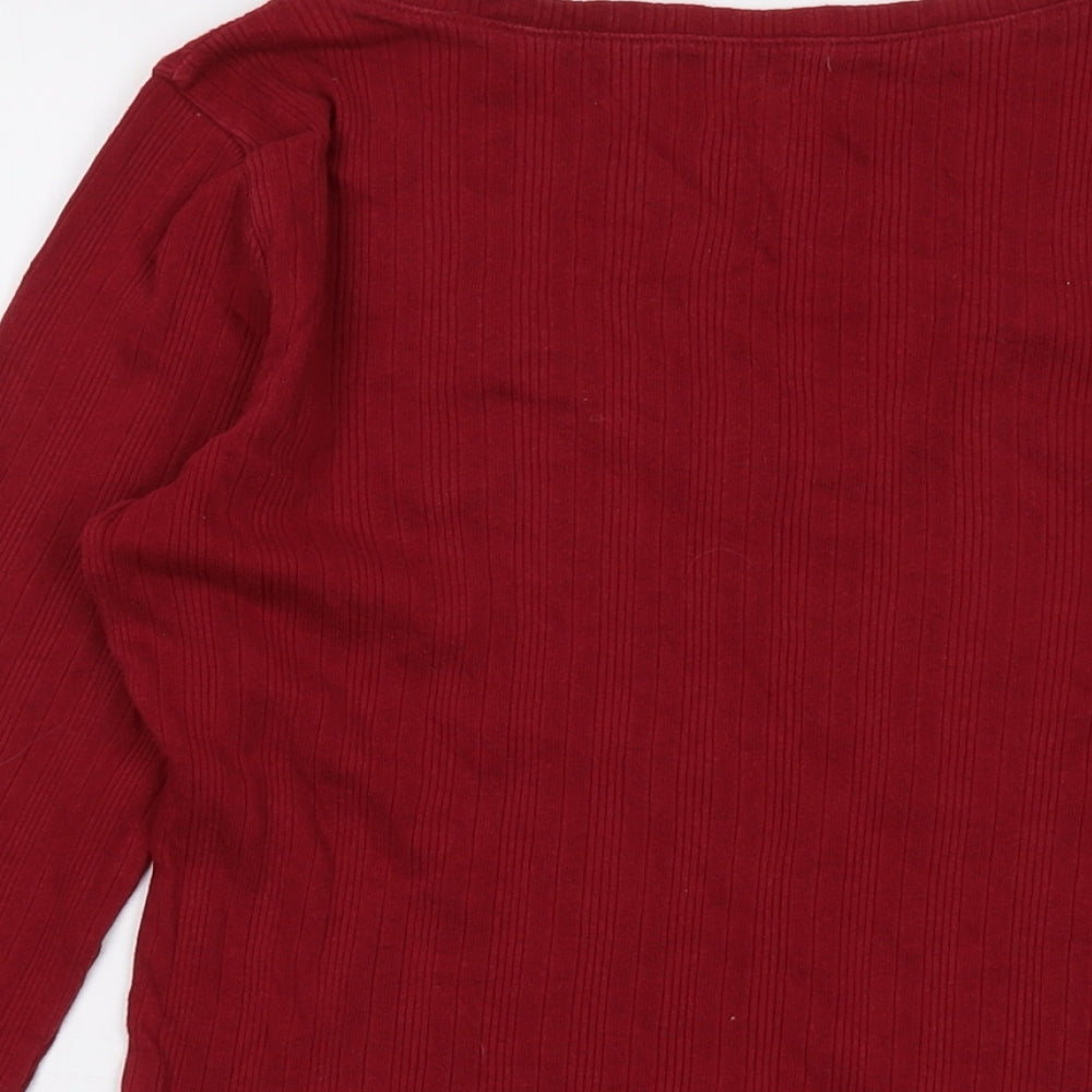 Hollister Womens Red Polyester Basic T-Shirt Size L V-Neck