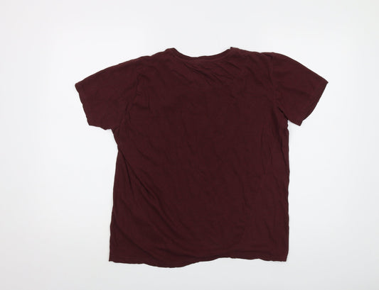 Brave Soul Womens Red Cotton Basic T-Shirt Size S Crew Neck