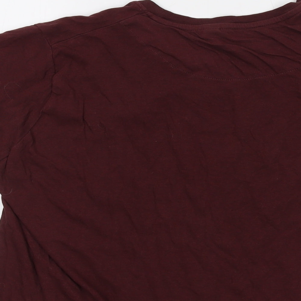 Brave Soul Womens Red Cotton Basic T-Shirt Size S Crew Neck