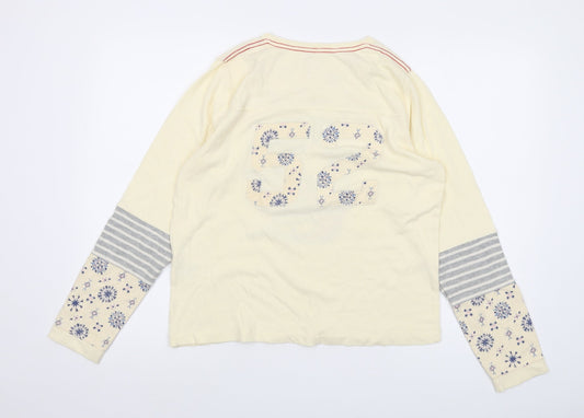Womens UK Size M Polpo Beige Cotton T-Shirt
