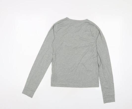 Hollister Womens Grey Cotton Basic T-Shirt Size XS Crew Neck - Logo, Embroidered