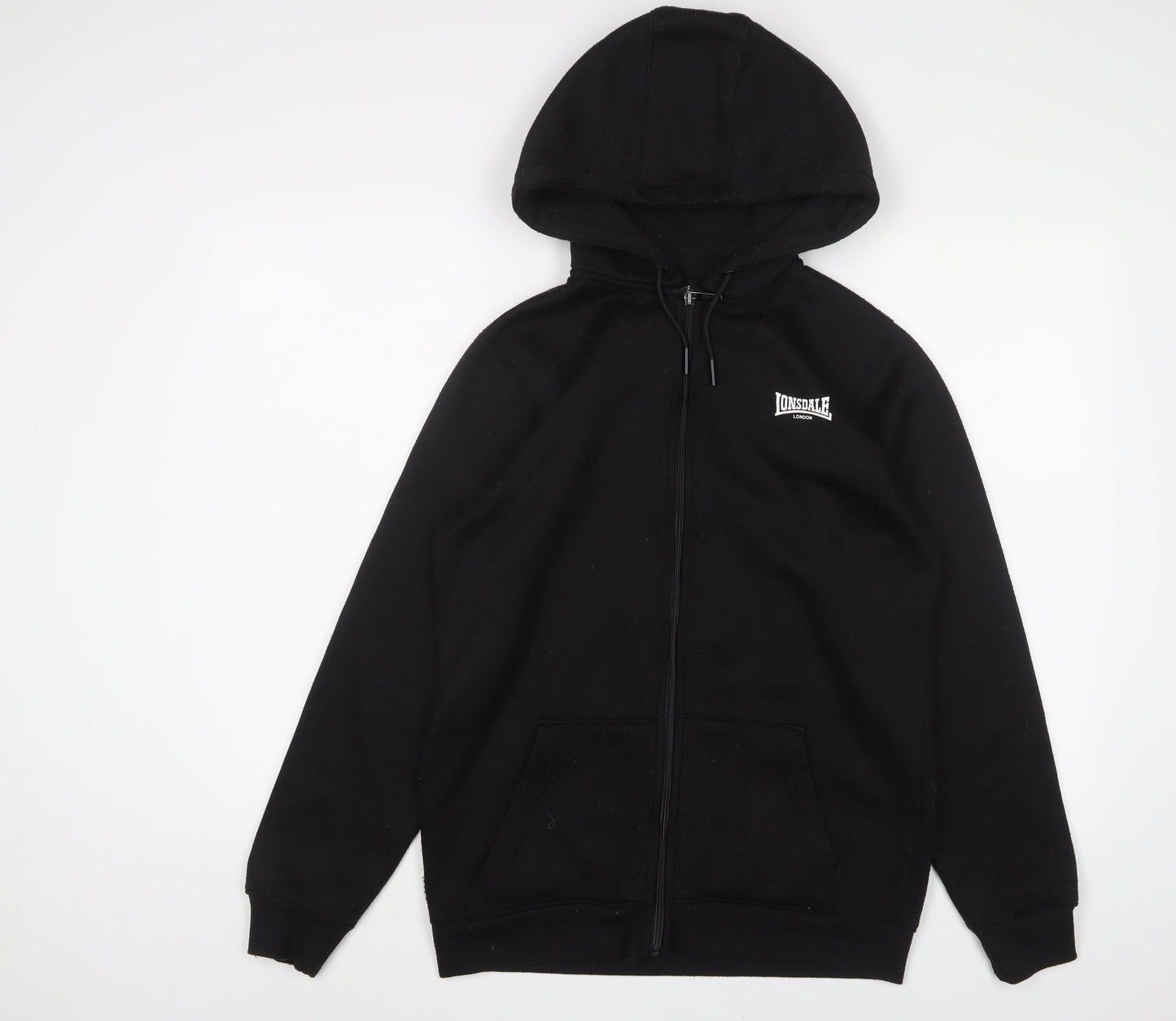 Lonsdale Mens Black Polyester Full Zip Hoodie Size S - Logo