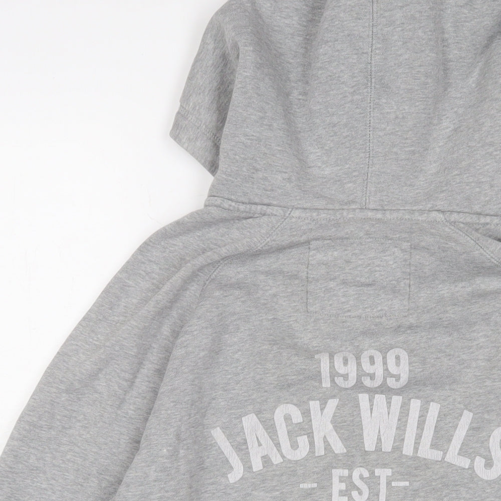 Jack Wills Mens Grey Cotton Full Zip Hoodie Size M - Logo