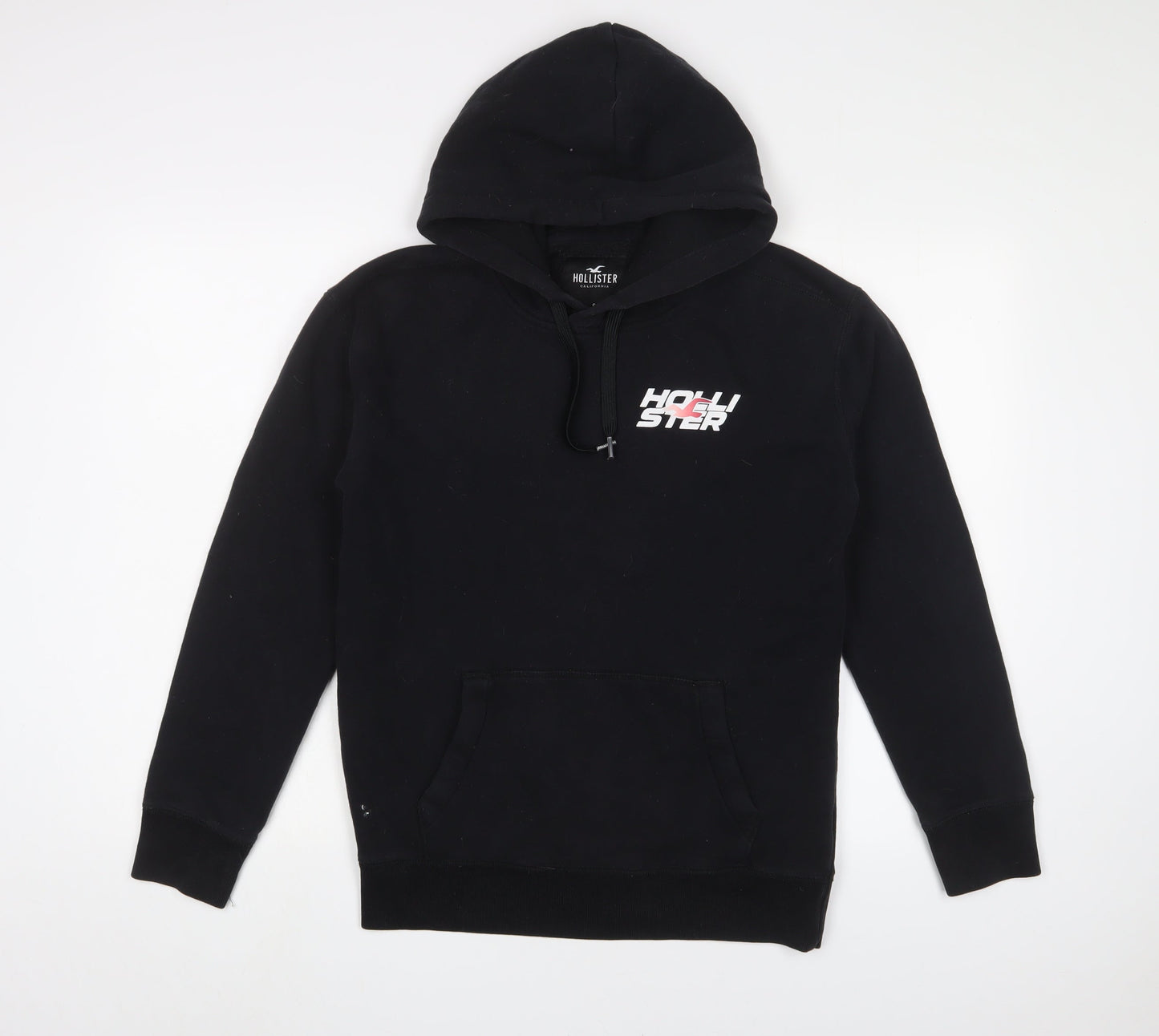 Hollister Mens Black Cotton Pullover Hoodie Size S - Logo