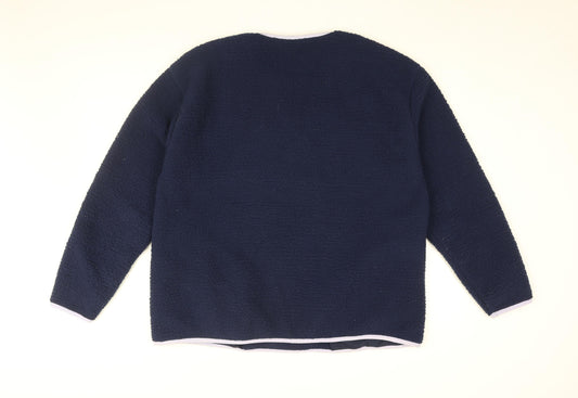 Lands' End Womens Blue Polyester Basic T-Shirt Size L Round Neck