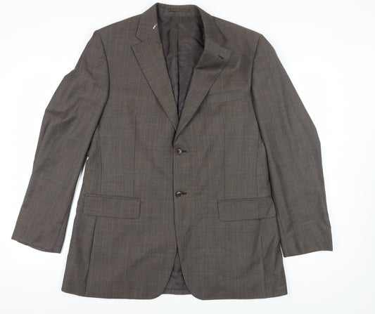 Austin Reed Brown Wool Blazer 44L Check Pattern