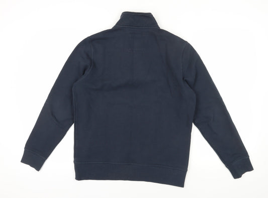Additional front view of Crew Clothing Blue Zip Sweatshirt M - Warm & Stylish
