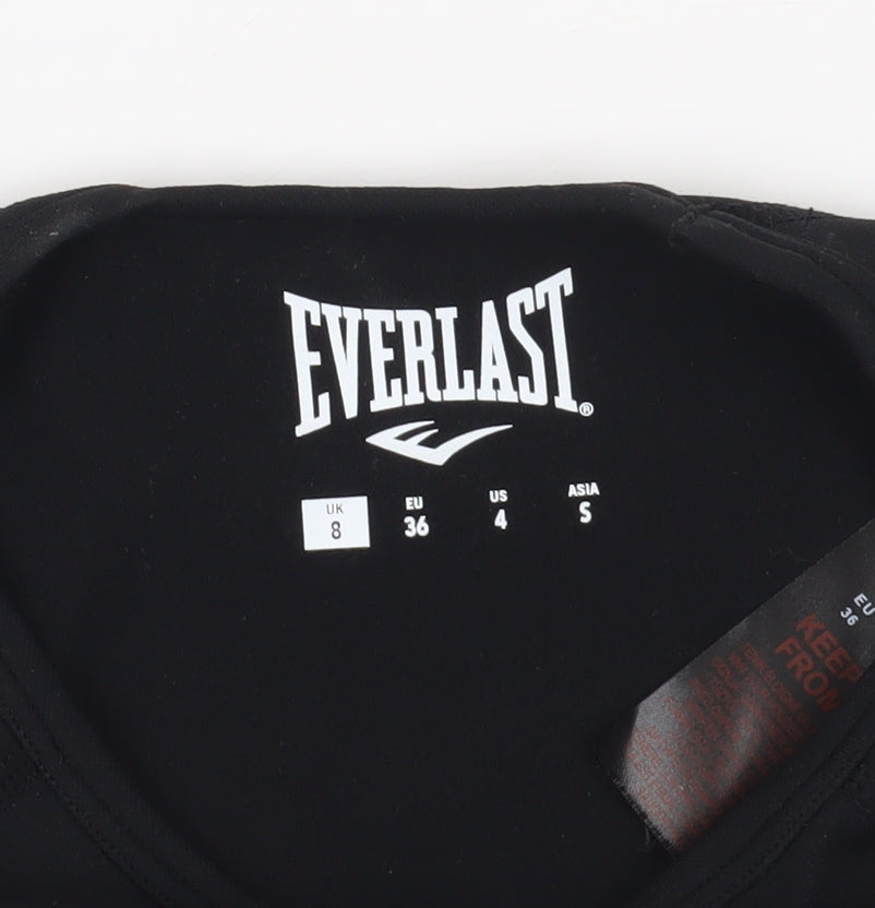 Brand and care label for Everlast Black Cropped Gym T-Shirt UK 8 Short Sleeve