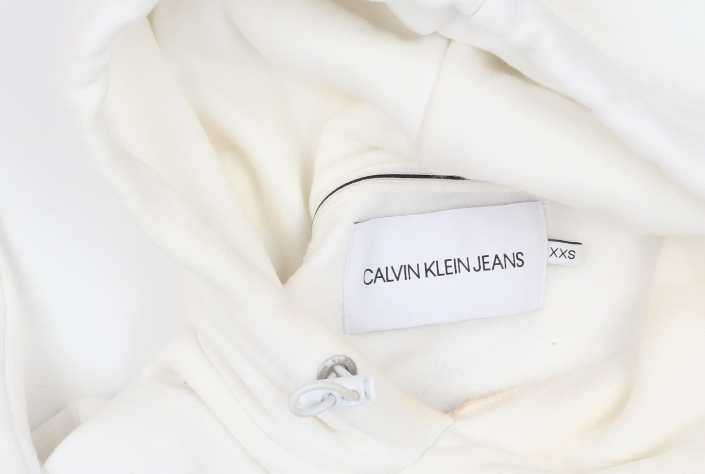 Calvin Klein White Pullover Hoodie, 2XS - Logo Style