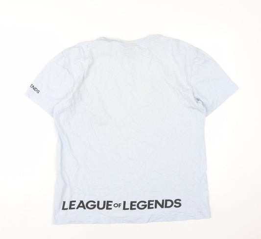 Womens UK Size M League of Legends Blue Cotton T-Shirt