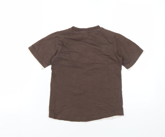 Adams Boys Brown Cotton Basic T-Shirt Size 5 Years Round Neck Pullover