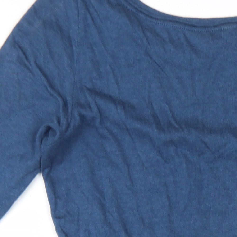 Brand and care label for EDC women’s blue cotton a-line, size S, scoop neck pullover