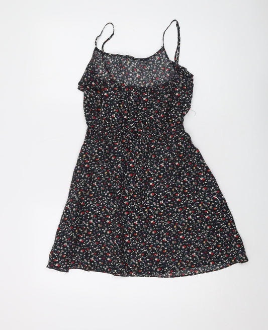 Jack Wills Womens Black Floral Silk Mini Size 8 Round Neck Pullover