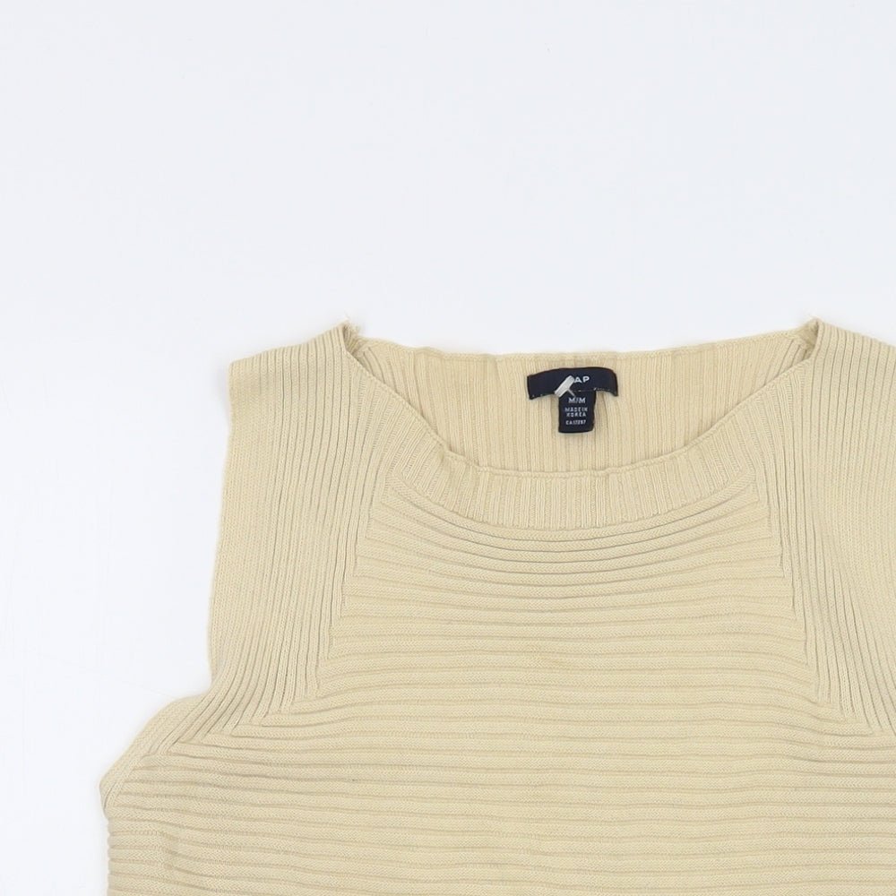 Gap Womens Beige Acrylic Basic Tank Size M Round Neck