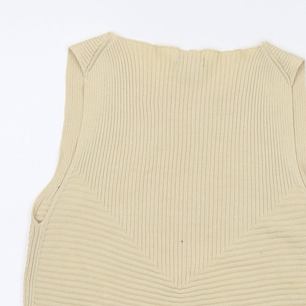 Gap Womens Beige Acrylic Basic Tank Size M Round Neck