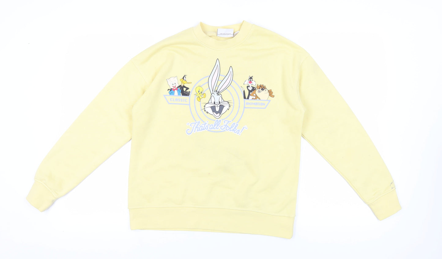 Looney Tunes Yellow XS Graphic Print Sweatshirt