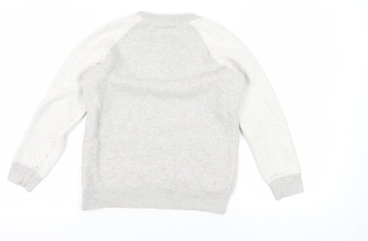 Jack Wills Grey Raglan Sleeve Sweatshirt UK 8 Cotton Blend