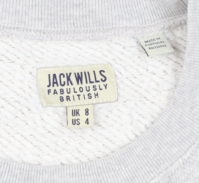 Jack Wills Grey Raglan Sleeve Sweatshirt UK 8 Cotton Blend