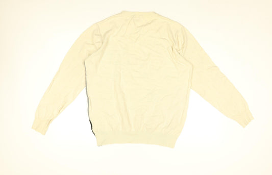 Christiano Baldinucci Mens Ivory Round Neck Wool Pullover Jumper Size L Long Sleeve