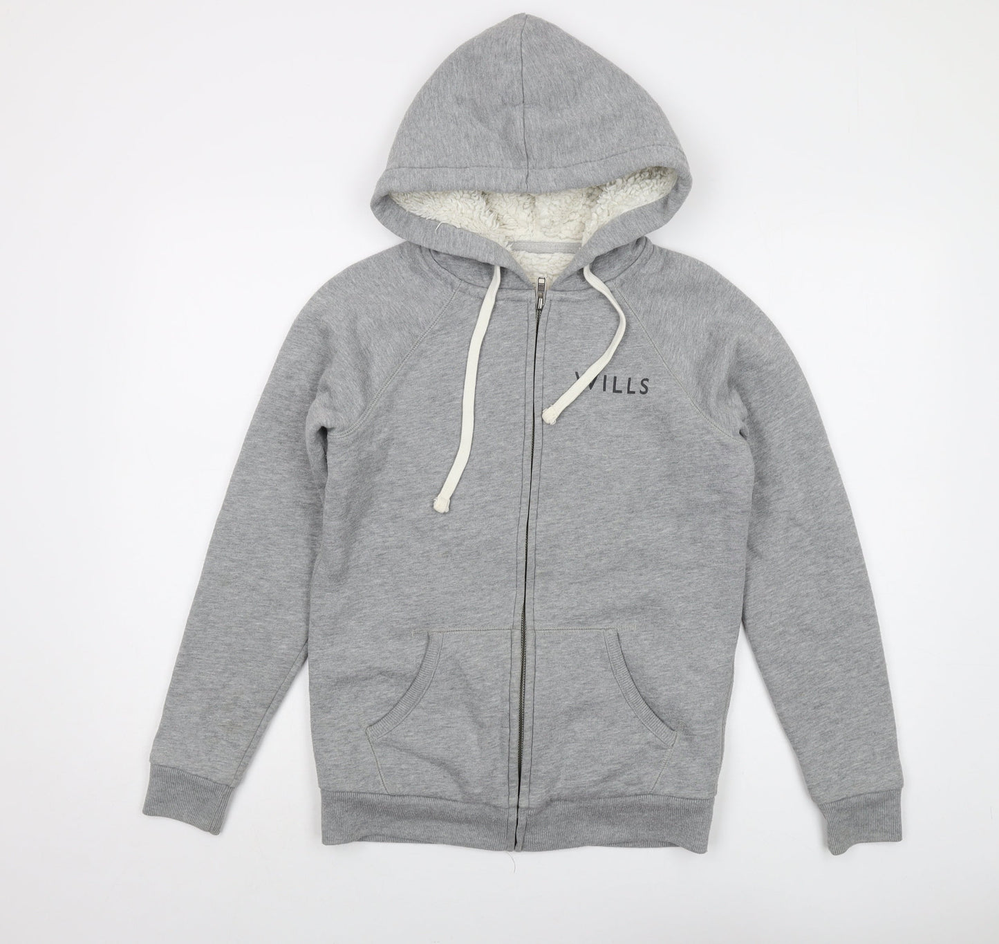 Jack Wills Womens Grey Cotton Full Zip Hoodie Size 8 Zip