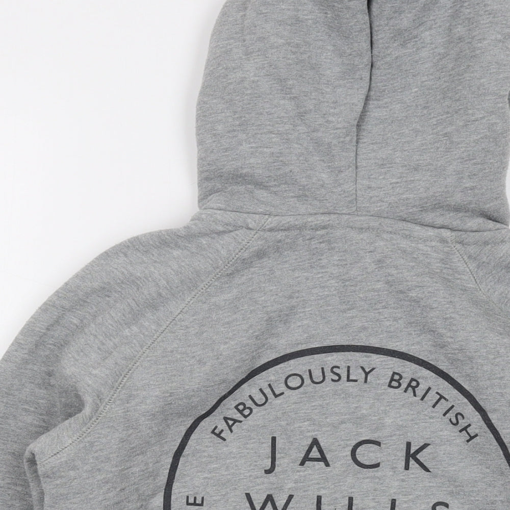 Jack Wills Womens Grey Cotton Full Zip Hoodie Size 8 Zip