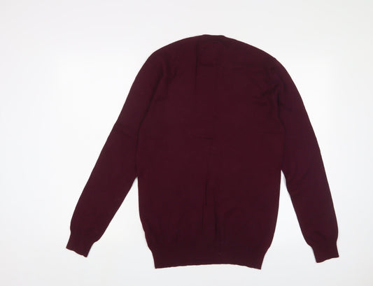 Jack Wills Mens Red Crew Neck Cotton Pullover Jumper Size XS Long Sleeve - Logo, Embroidered