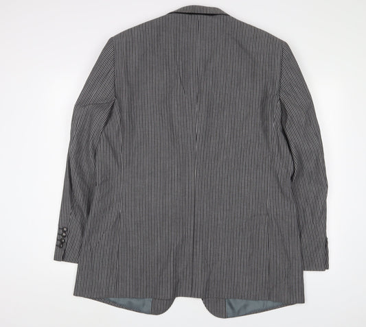 Brook Taverner Mens Grey Striped Wool Jacket Suit Jacket Size 44 Regular