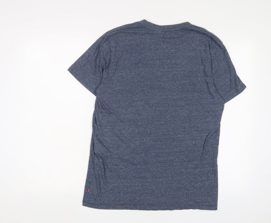 Levi's Mens Blue Cotton T-Shirt Size M Crew Neck - Logo