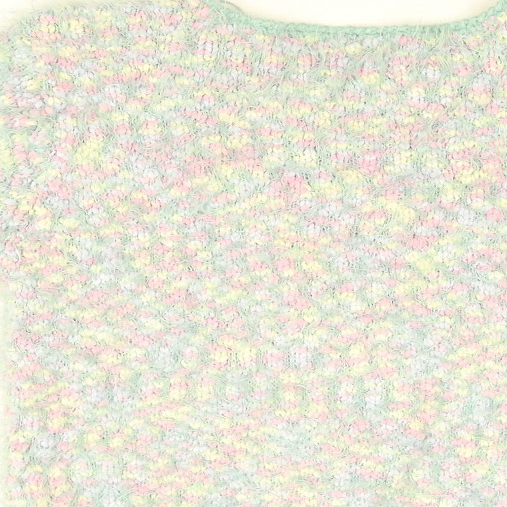 Brave Soul Womens Blue Geometric Polyester Basic T-Shirt Size 10 Round Neck