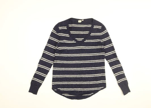 Gap Womens Blue Striped Nylon Basic T-Shirt Size XS V-Neck