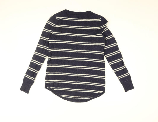 Gap Womens Blue Striped Nylon Basic T-Shirt Size XS V-Neck