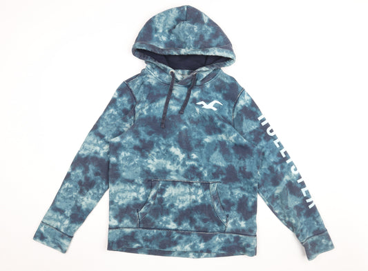 Hollister Mens Blue Geometric Cotton Pullover Hoodie Size S - Tie Dye