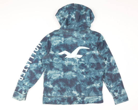 Hollister Mens Blue Geometric Cotton Pullover Hoodie Size S - Tie Dye