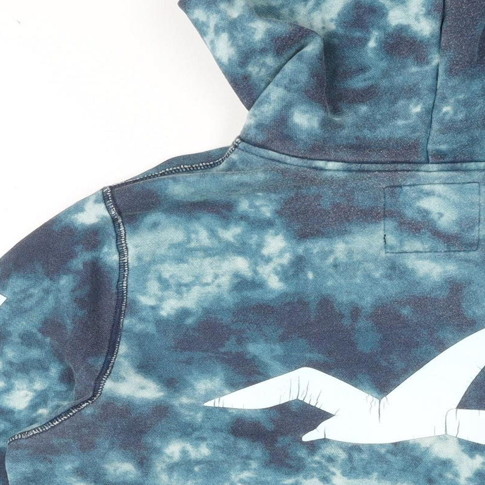 Hollister Mens Blue Geometric Cotton Pullover Hoodie Size S - Tie Dye