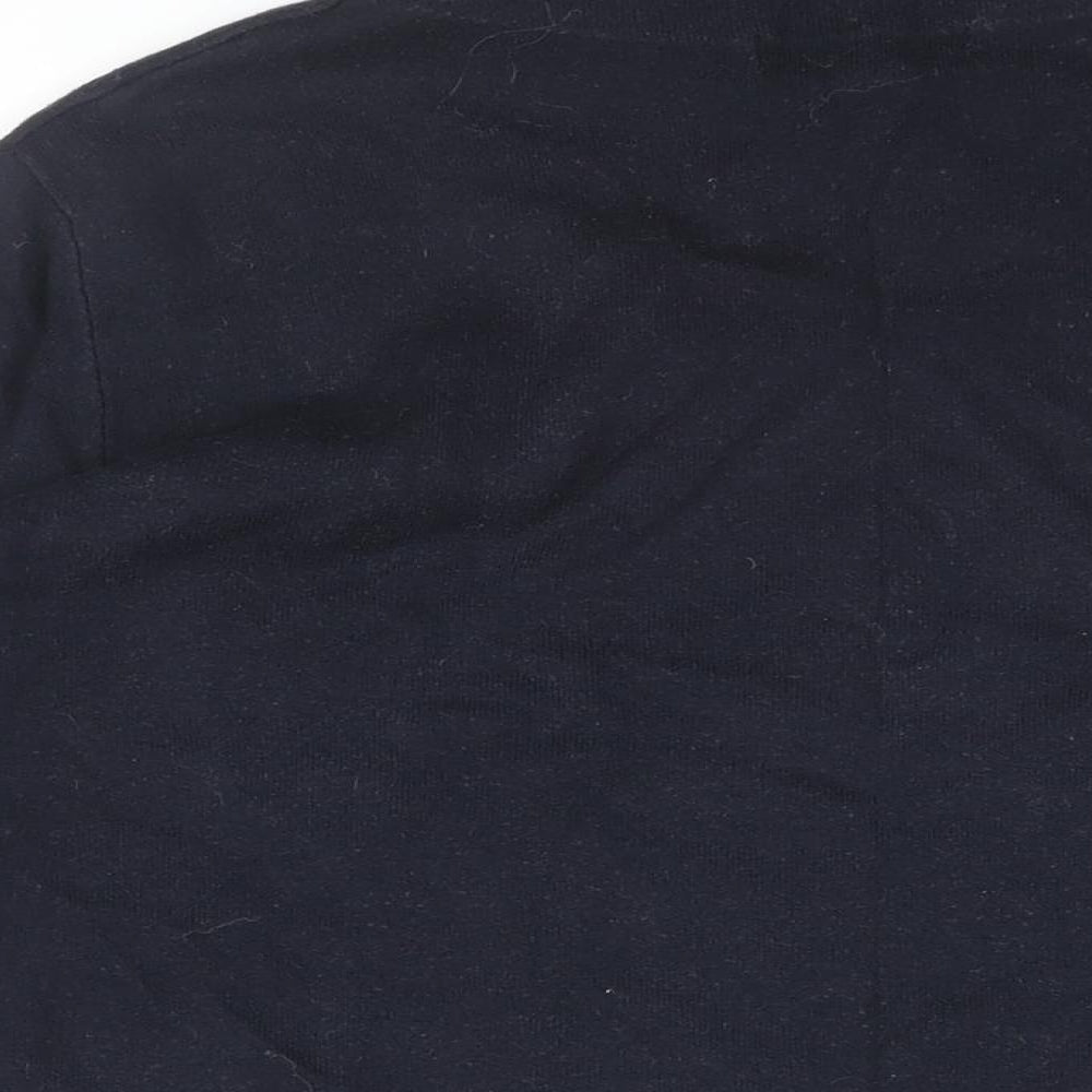 Brand and care label for ESPRIT women’s blue high neck cotton jumper, size M