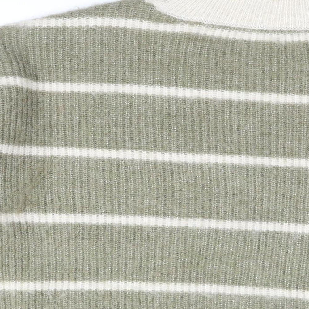 Brand and care label for ESPRIT women’s multicoloured high neck striped acrylic jumper, size 2XL
