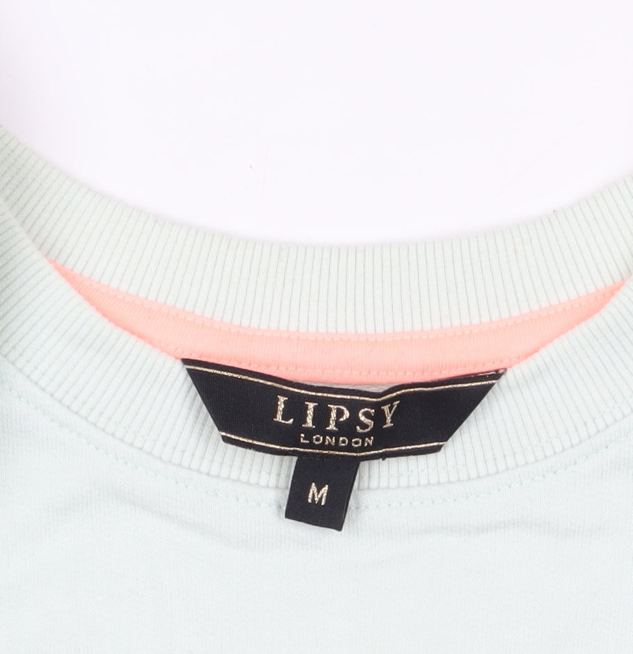 Brand and care label for Lipsy London Green Pullover Sweatshirt M