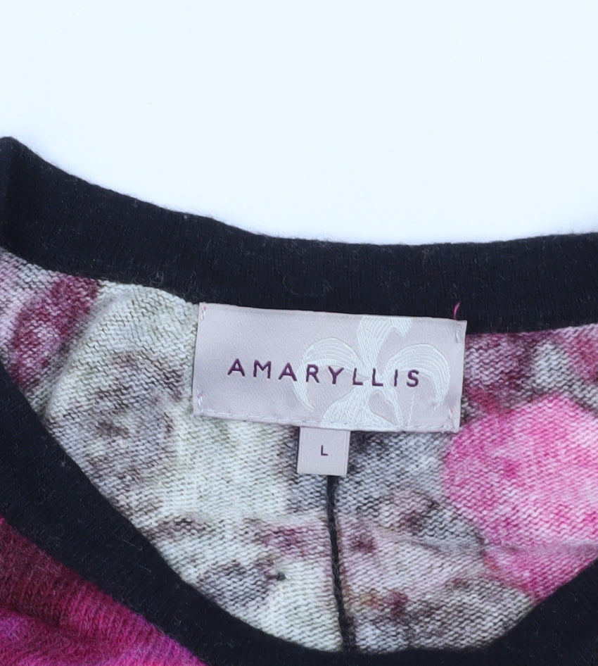 Close-up detail of Amaryllis Floral Button Cardigan, Multicoloured, size L