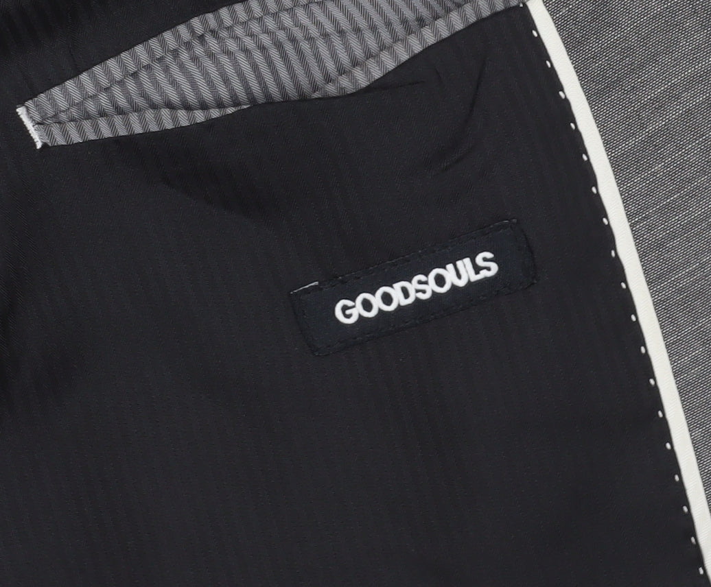 Additional view of Goodsouls Grey Slim Fit Blazer Shawl Lapel Formal Jacket