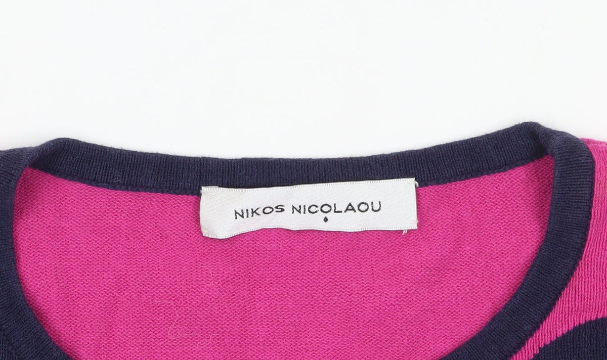 Brand and care label for Nikos Nicolaou Multicoloured Polka Dot Jumper M