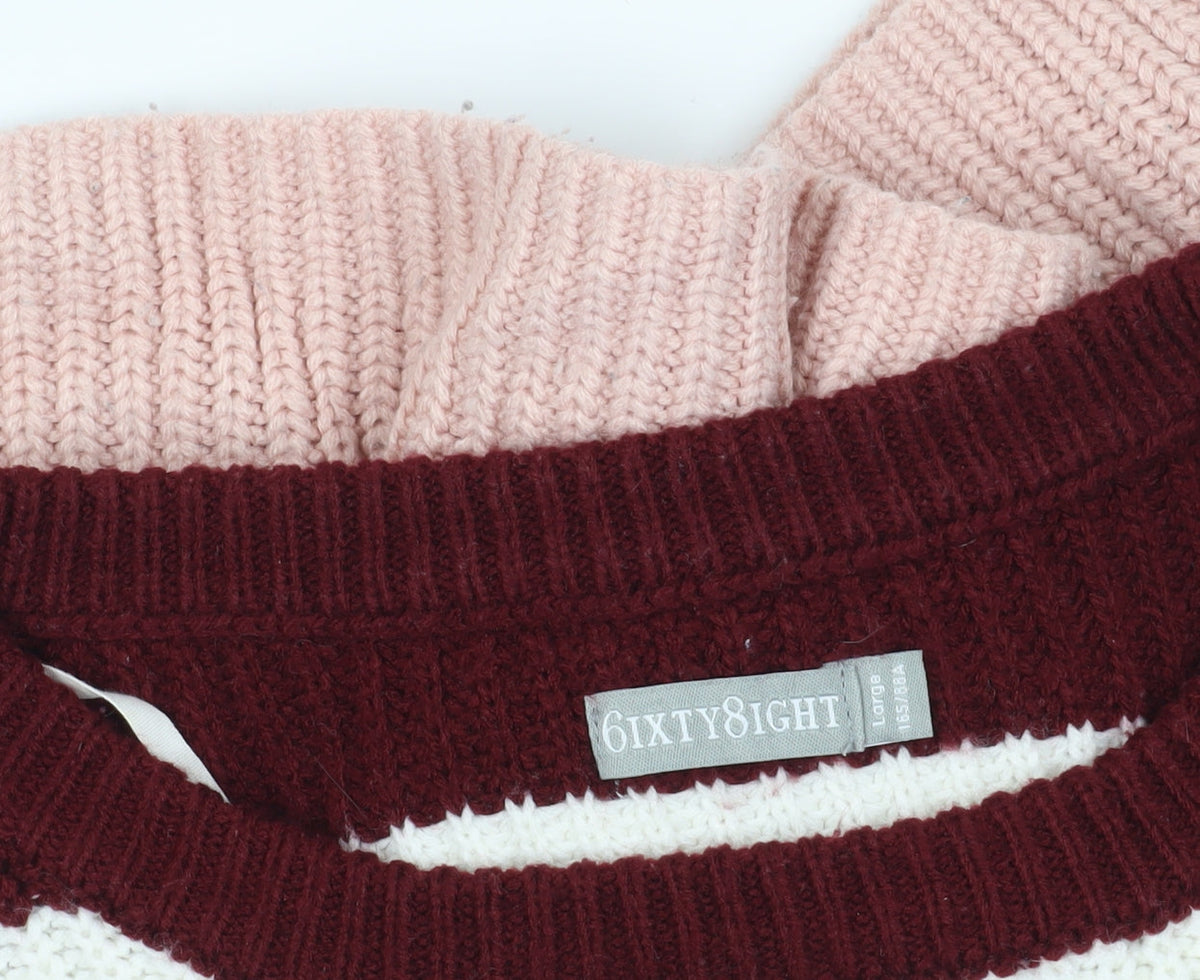 Brand and care label for 6IXTY8IGHT Multicoloured Striped Knit Jumper - M