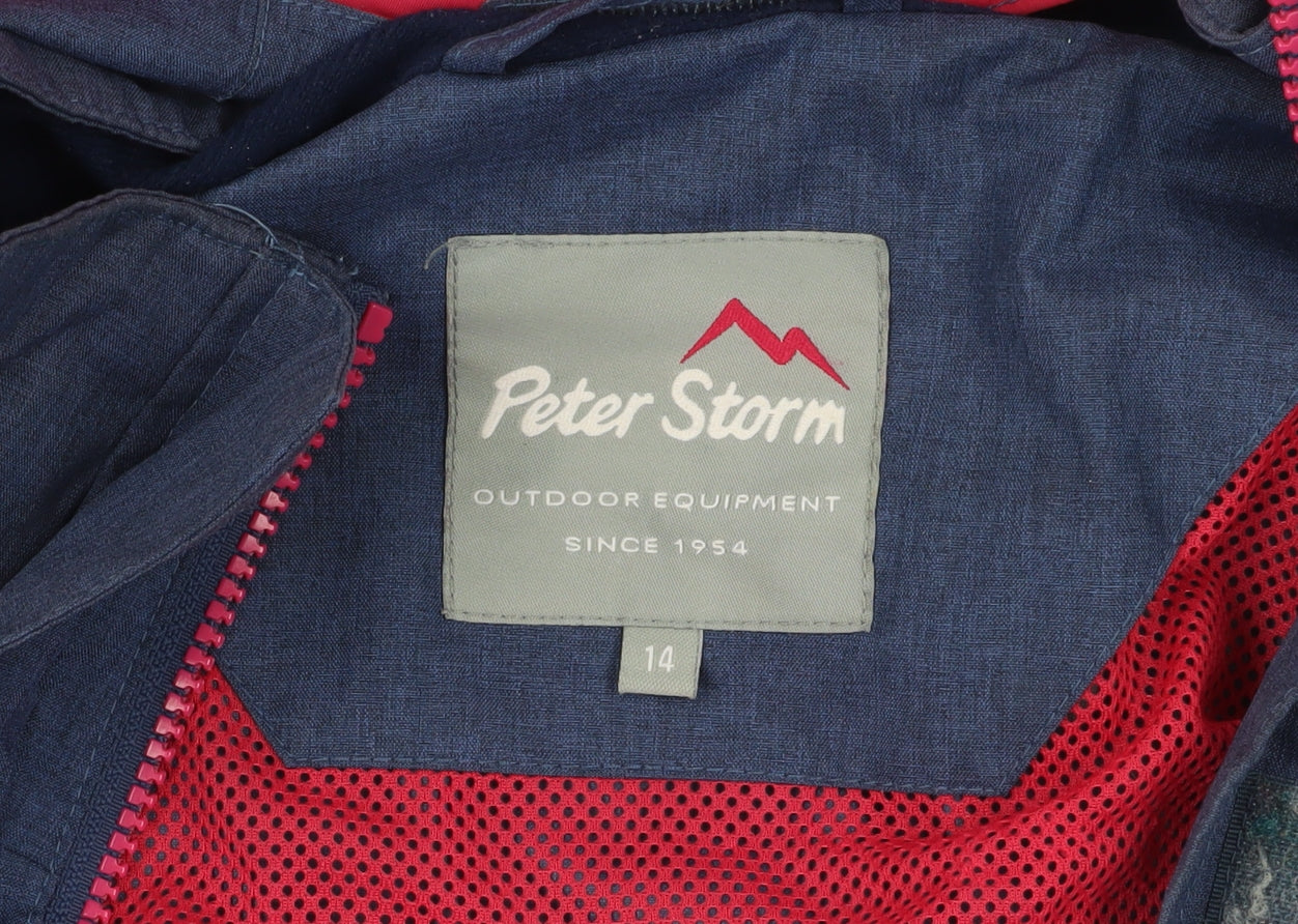 Peter Storm Blue Waterproof Parka Jacket Size 14