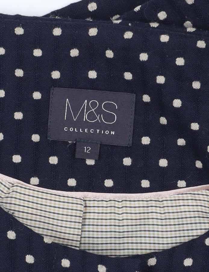 Brand and care label for Marks & Spencer Polka Dot Suit Jacket, size 12, Black
