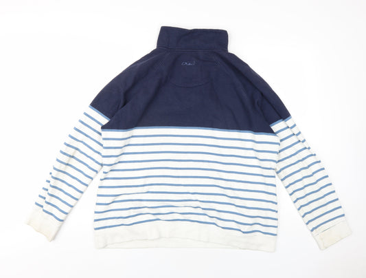 Crew Clothing Womens Blue Striped Cotton Pullover Sweatshirt Size 16 Zip
